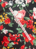 1 3/8 YD Polyester - Red, Pink, Yellow, and White Flowers on Black