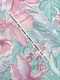 3 3/8 YD Cotton - Pink Tropical Flowers and Aqua Leaves
