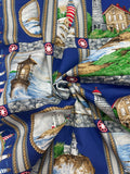 2 2/3 YD Quilting Cotton - Lighthouses in a Grid with Lighthouse Borders
