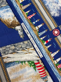 2 2/3 YD Quilting Cotton - Lighthouses in a Grid with Lighthouse Borders