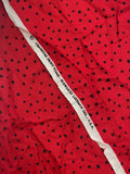 2 1/2 YD Rayon Vintage - Irregular Black Dots on Red