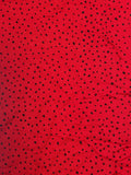 2 1/2 YD Rayon Vintage - Irregular Black Dots on Red