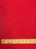 2 1/2 YD Rayon Vintage - Irregular Black Dots on Red