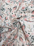 4 1/2 YD Poly/Cotton - Tossed Flowers and Leaves on Pale Pink