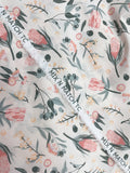 4 1/2 YD Poly/Cotton - Tossed Flowers and Leaves on Pale Pink