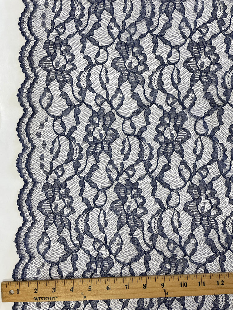 1 1/2 YD Polyester Lace - Navy Blue