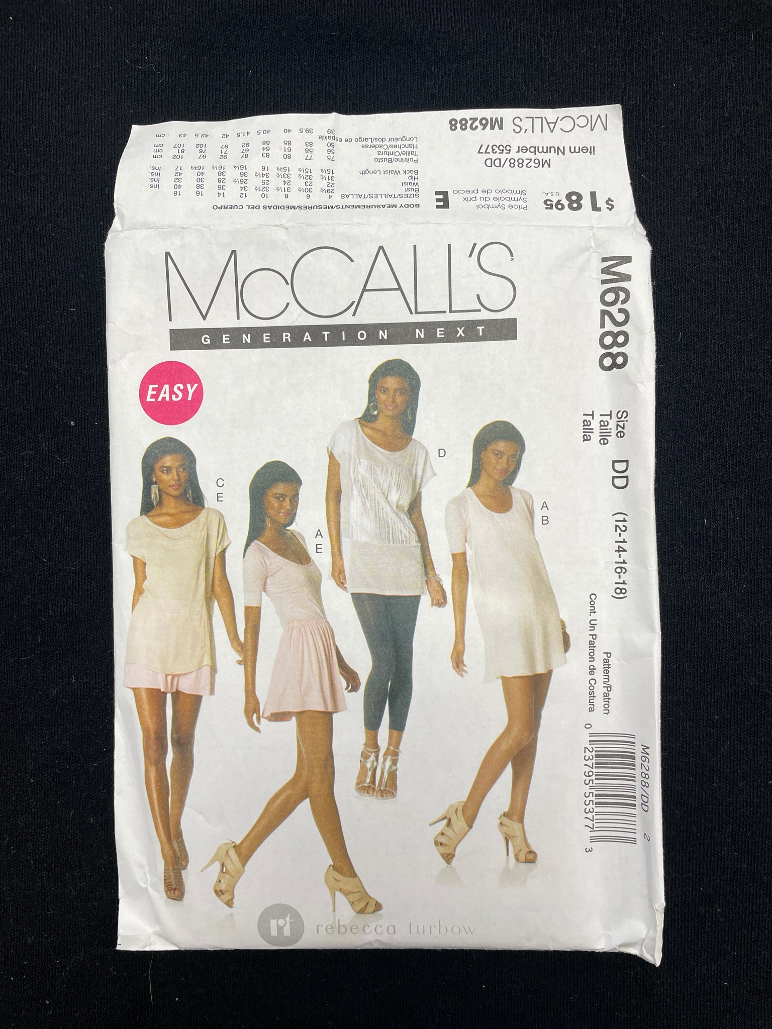 2011 McCall's 6288 Sewing Pattern - Women's Knit Tops, Dress and Skirt FACTORY FOLDED