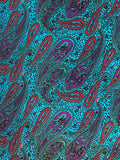 4 YD Polyester Vintage - Purple, Green, Red and Black Paisley on Turquoise