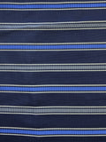2 YD Tie Silk Yarn-Dyed Stripes - Navy Blue with Royal Blue, Gray and White