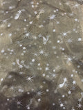Nylon Organza - Iridescent Bronze with Silver Metallic Stars