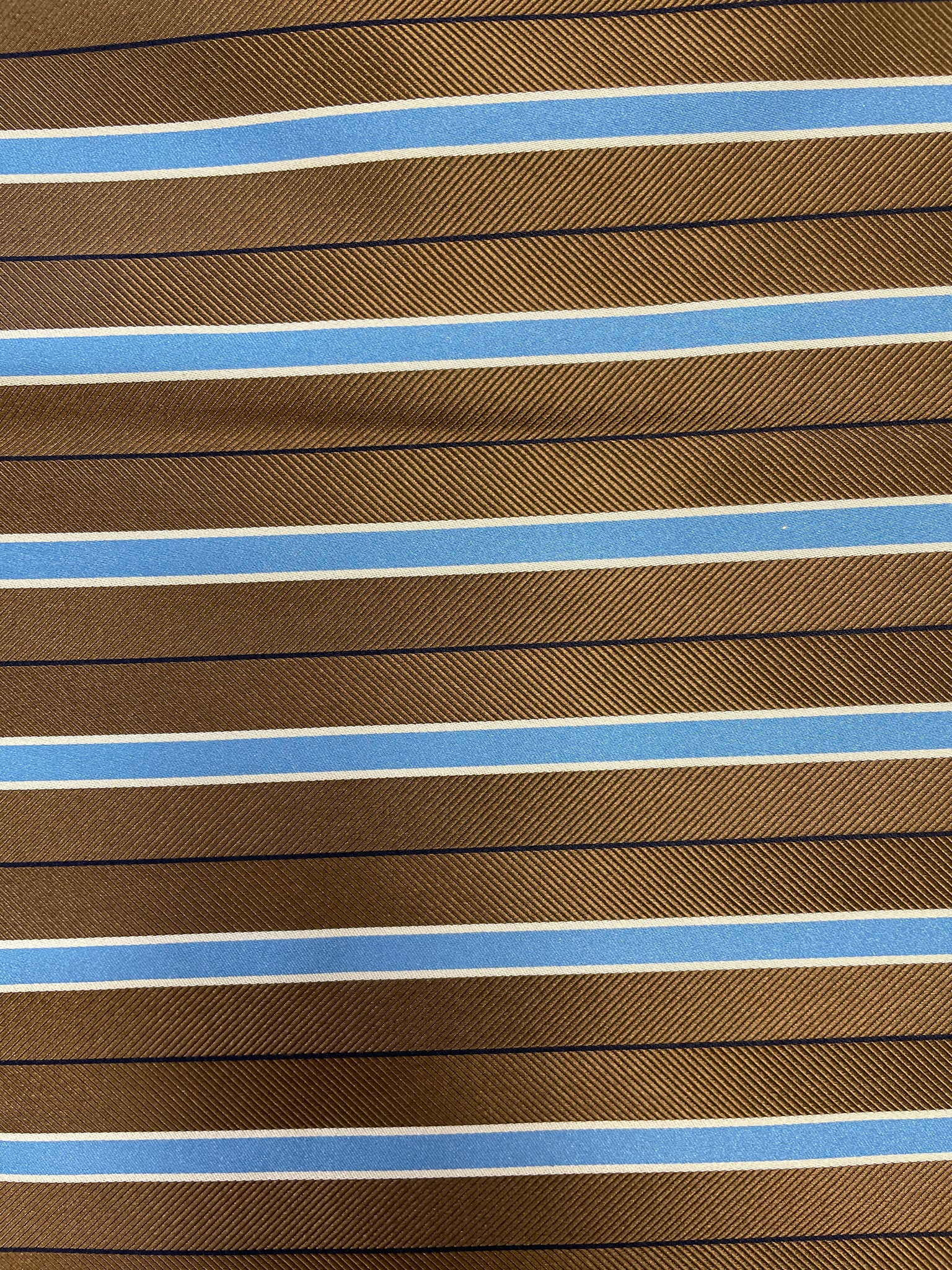 3 1/8 YD Tie Silk Yarn-Dyed Stripes - Brown with Blue, Black and White