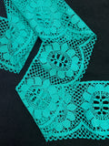 Polyester Wide Lace Trim Vintage - Teal