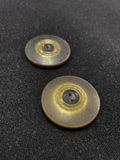 Button Plastic Set of 2 Vintage - 1 1/2" Beige to Brown