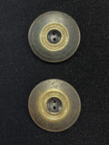 Button Plastic Set of 2 Vintage - 1 1/2" Beige to Brown