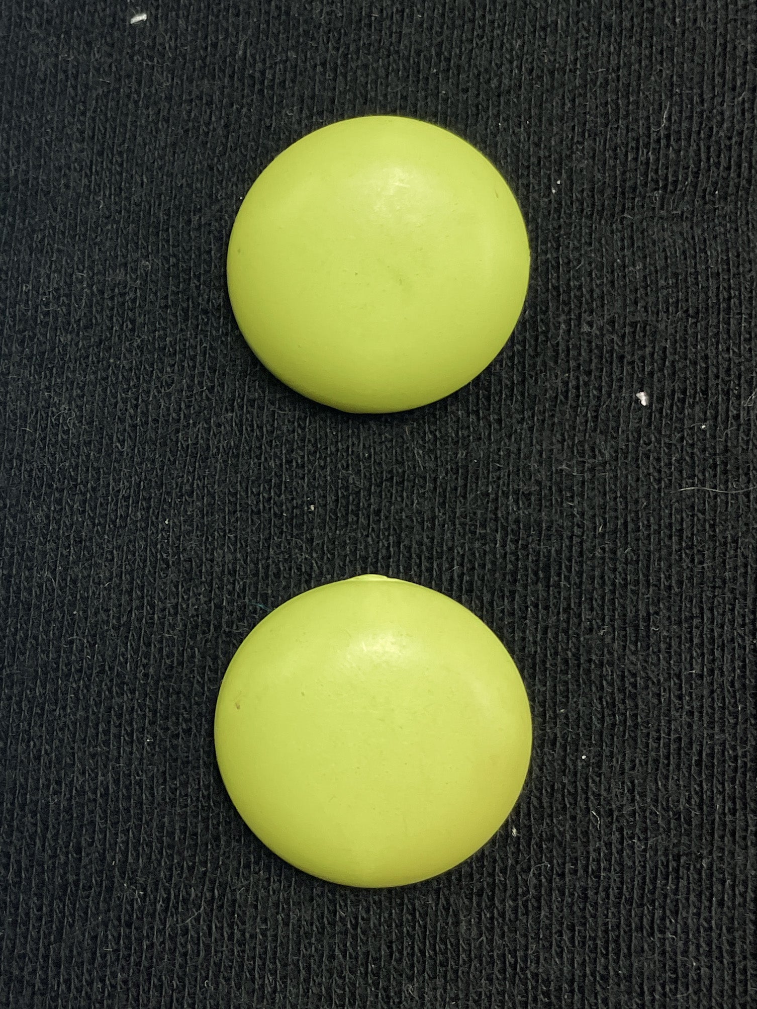 Button Plastic Set of 2 Vintage - 1 1/8" Matte Acid Green