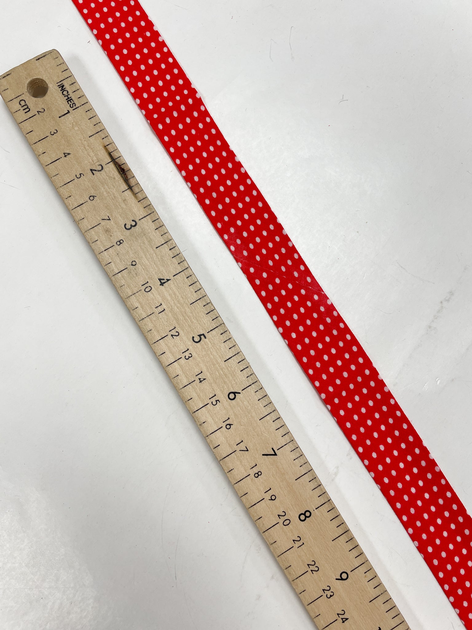 2 5/8 YD Cotton Blend Bias Tape - Red with White Dots