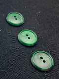 Button Plastic Set of 3 - 3/4" Mottled Matte Green with Shiny Edge