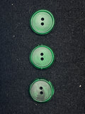 Button Plastic Set of 3 - 3/4" Mottled Matte Green with Shiny Edge