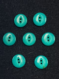 Button Plastic Set of 7 Vintage - 5/8" Ombre Teal Green with Marquise Centers