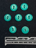 Button Plastic Set of 7 Vintage - 5/8" Ombre Teal Green with Marquise Centers