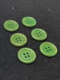 Button Plastic Set of 6 - 7/8" Green