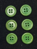 Button Plastic Set of 6 - 7/8" Green