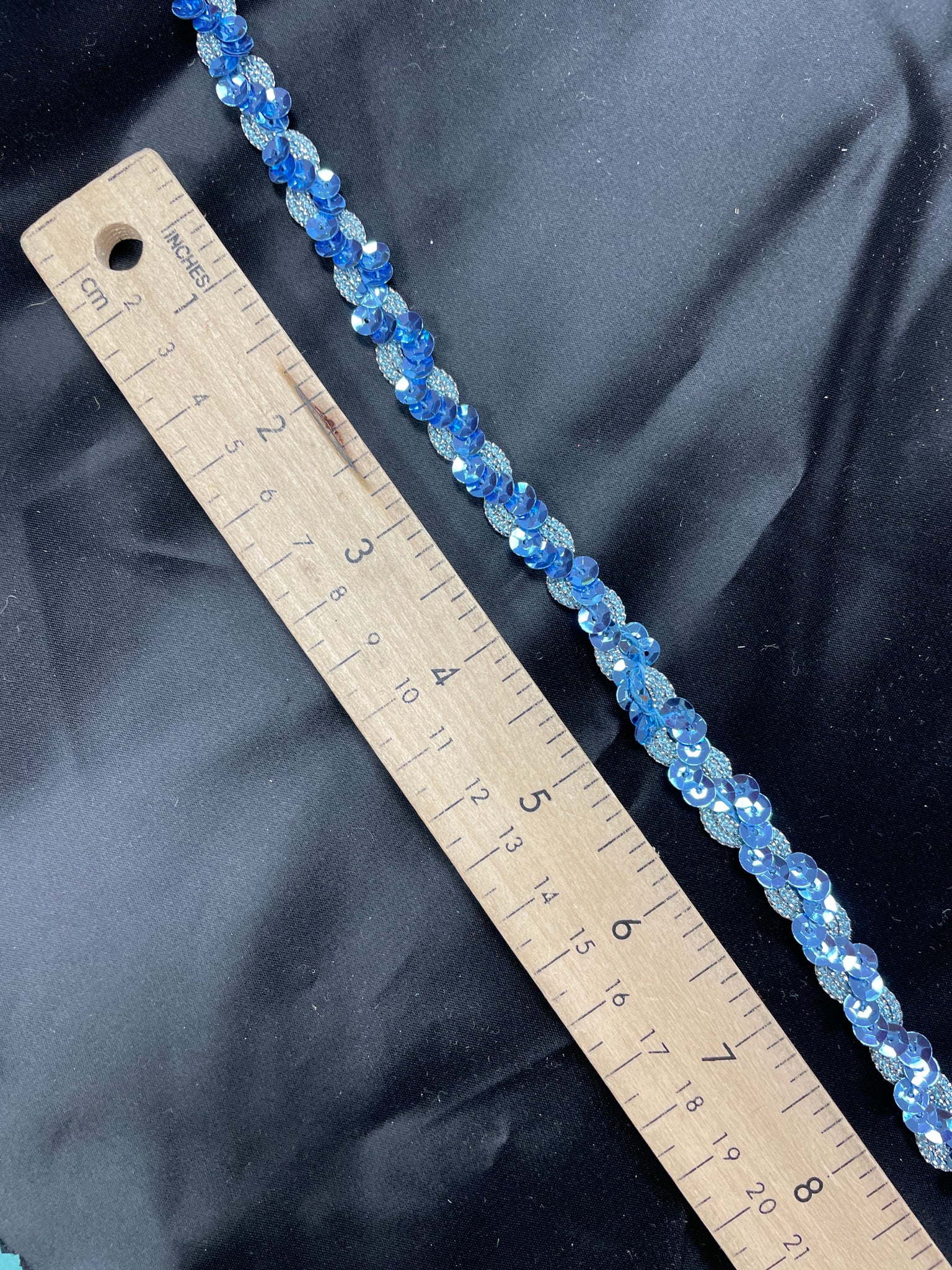 2 1/4 YD Sequin Trim with Lurex - Blue with Silver