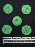 Button Plastic Set of 5 - 1 1/16" Green Crocheted Ring Buttons