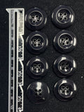 Button Plastic Set of 8 - 7/8" Shiny Black with Sunken Centers