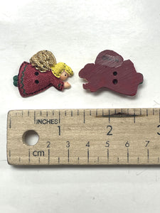Button Plastic Set of 2 Vintage - Angels