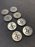 Button Plastic Set of 6 or 8 - 1 1/4" Black with Anchors