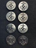Button Plastic Set of 6 or 8 - 1 1/4" Black with Anchors