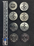 Button Plastic Set of 6 or 8 - 1 1/4" Black with Anchors