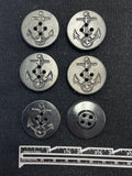 Button Plastic Set of 6 or 8 - 1 1/4" Black with Anchors