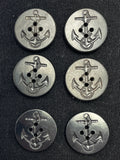 Button Plastic Set of 6 or 8 - 1 1/4" Black with Anchors