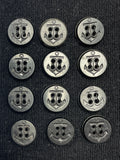 Button Plastic Set of 12 - 5/8" Black with Anchors