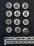 Button Plastic Set of 12 - 5/8" Black with Anchors