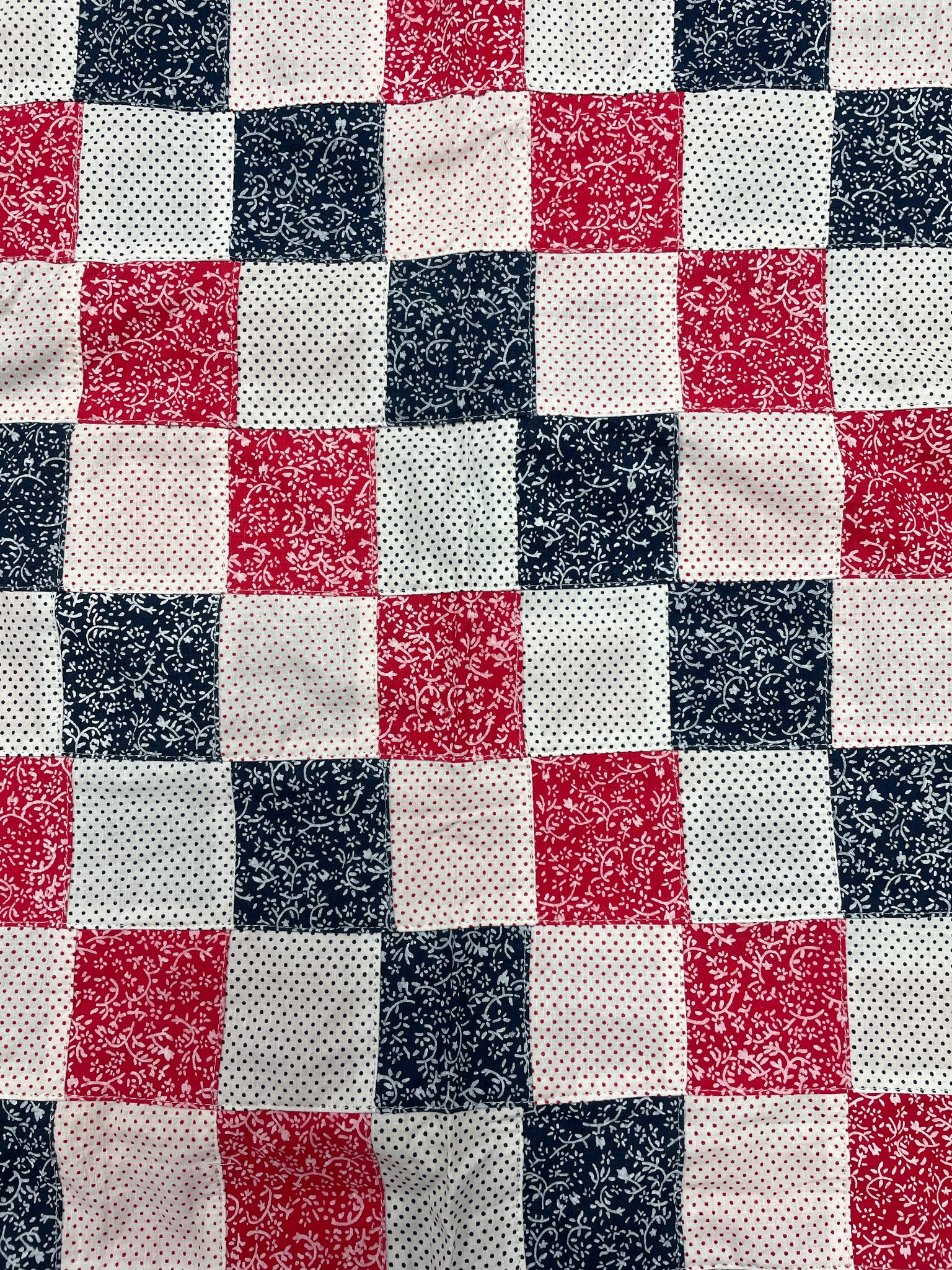 1 1/8 YD Cotton Patchwork - Red, Blue and White