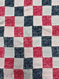 1 1/8 YD Cotton Patchwork - Red, Blue and White