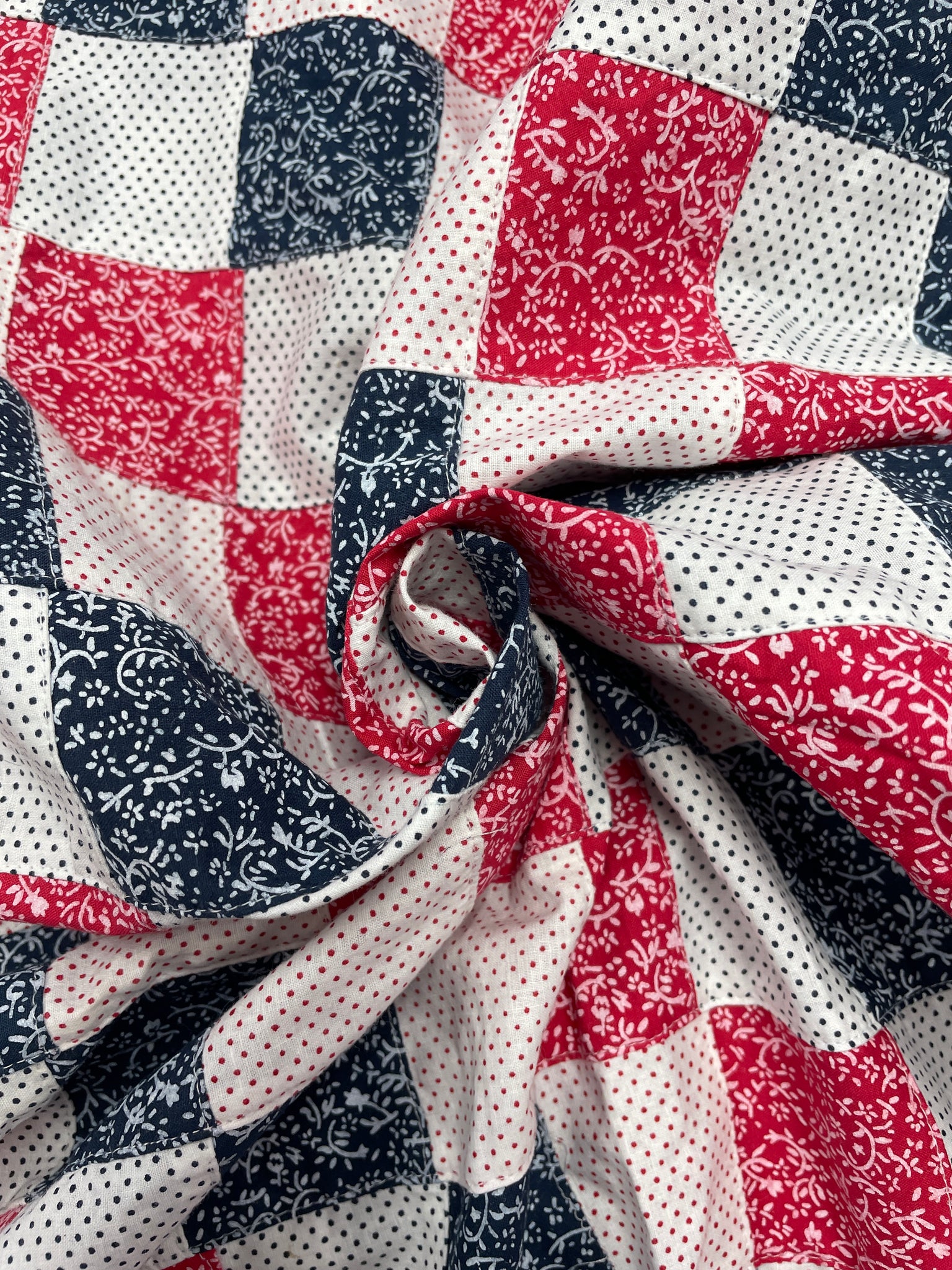 1 1/8 YD Cotton Patchwork - Red, Blue and White