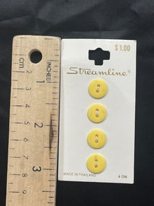 Button Plastic Set of 4 - Purple, Peach, Off White or Yellow