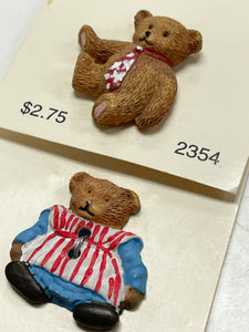 Button Set of 2 Vintage - Teddy Bears