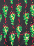 Cotton Vintage - Mistletoe with Red Ribbons on Black