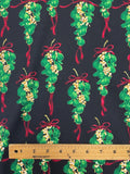 Cotton Vintage - Mistletoe with Red Ribbons on Black