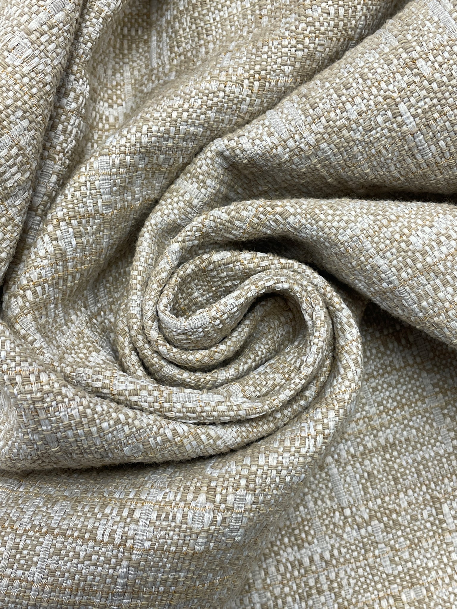 4 YD Cotton/Poly - Beige and White Large Weave