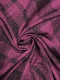 Rayon Printed Bias Plaid - Plum Purple with Black Paisley Plaid