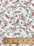 7/8 YD Cotton Remnant Vintage - White with Red Flowers
