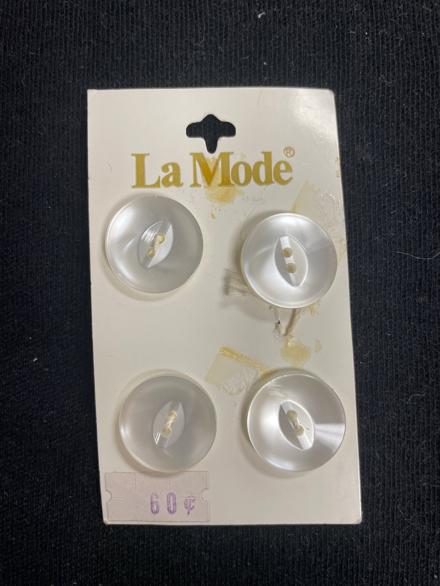 Buttons Plastic Set of 4 - Pearlescent White with Marquis Center