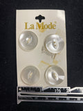 Buttons Plastic Set of 4 - Pearlescent White with Marquis Center