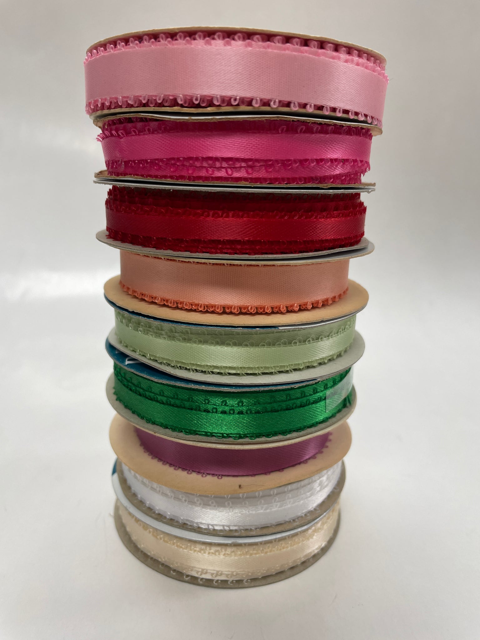 Polyester Satin Picot Ribbon Bundle - Various Colors and Widths